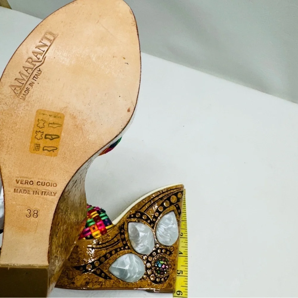 AMARANTI Made in Italy platforms sandals size 38 USA size 7.5/8 multi color